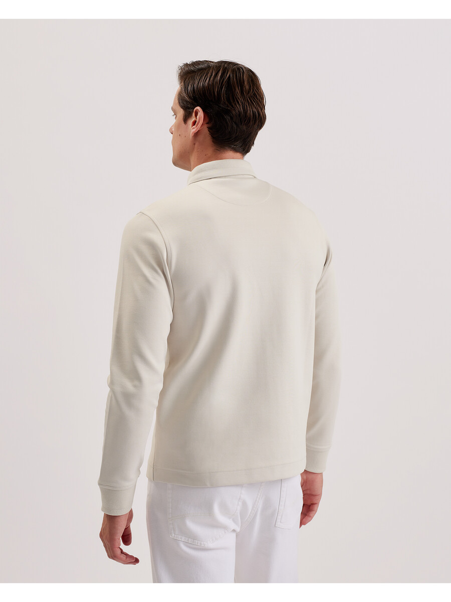 ingmar - polo de mezcla de algodón con cremallera y manga larga