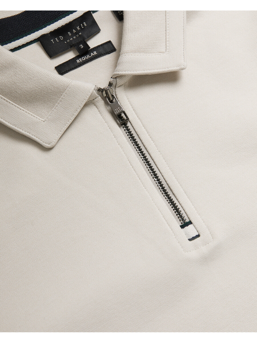 ingmar - polo de mezcla de algodón con cremallera y manga larga
