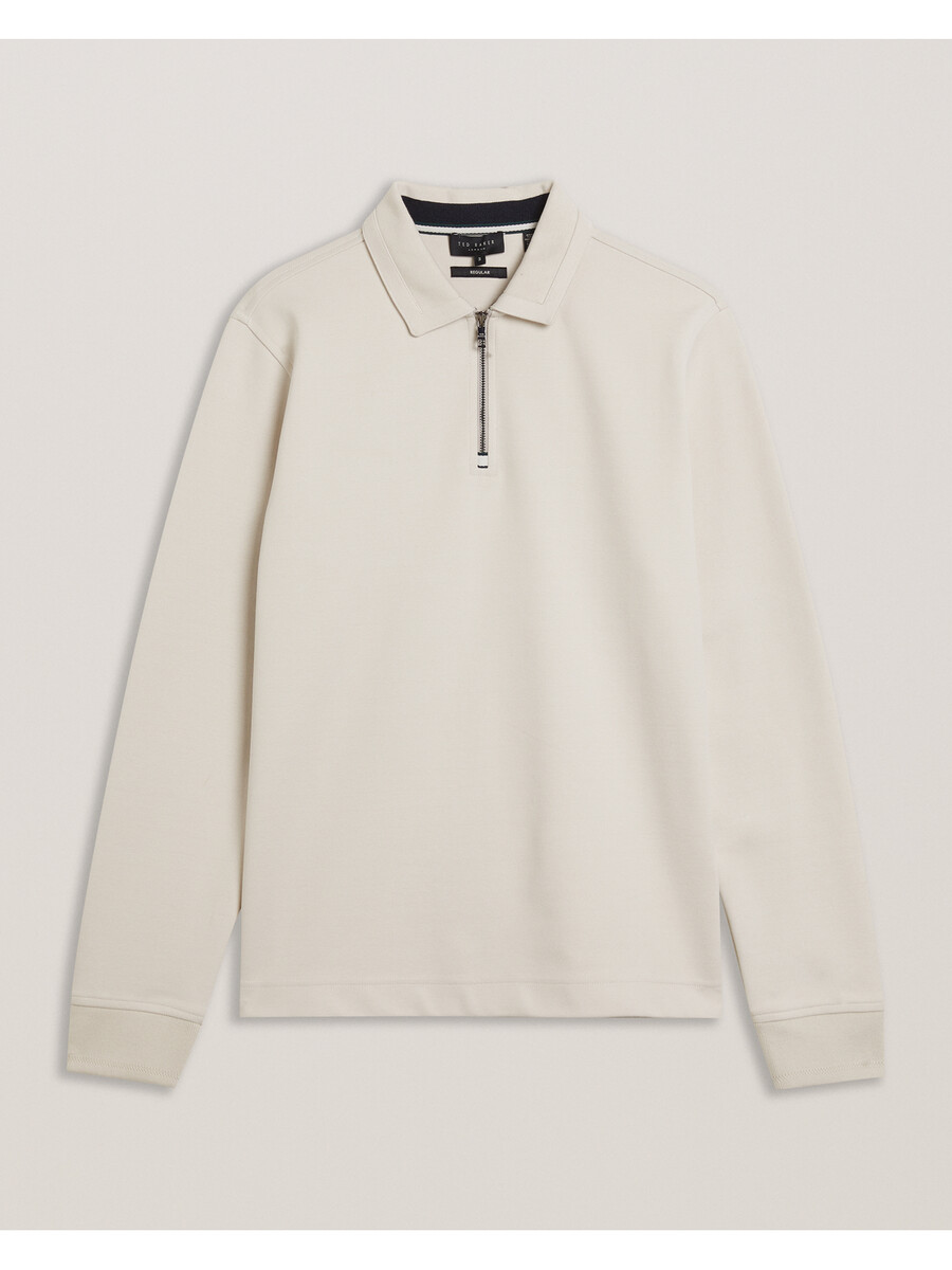 ingmar - polo de mezcla de algodón con cremallera y manga larga