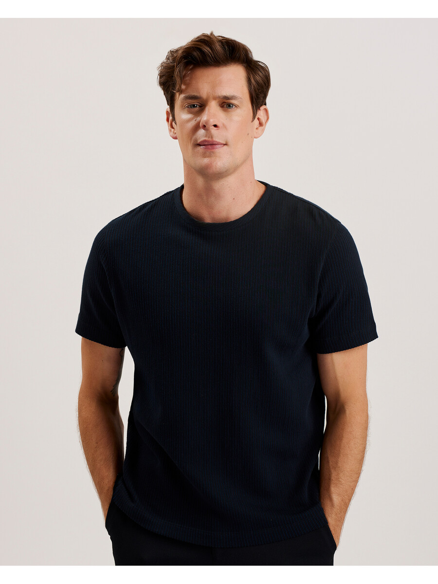 heynes - camiseta de cuello redondo de algodón acanalado