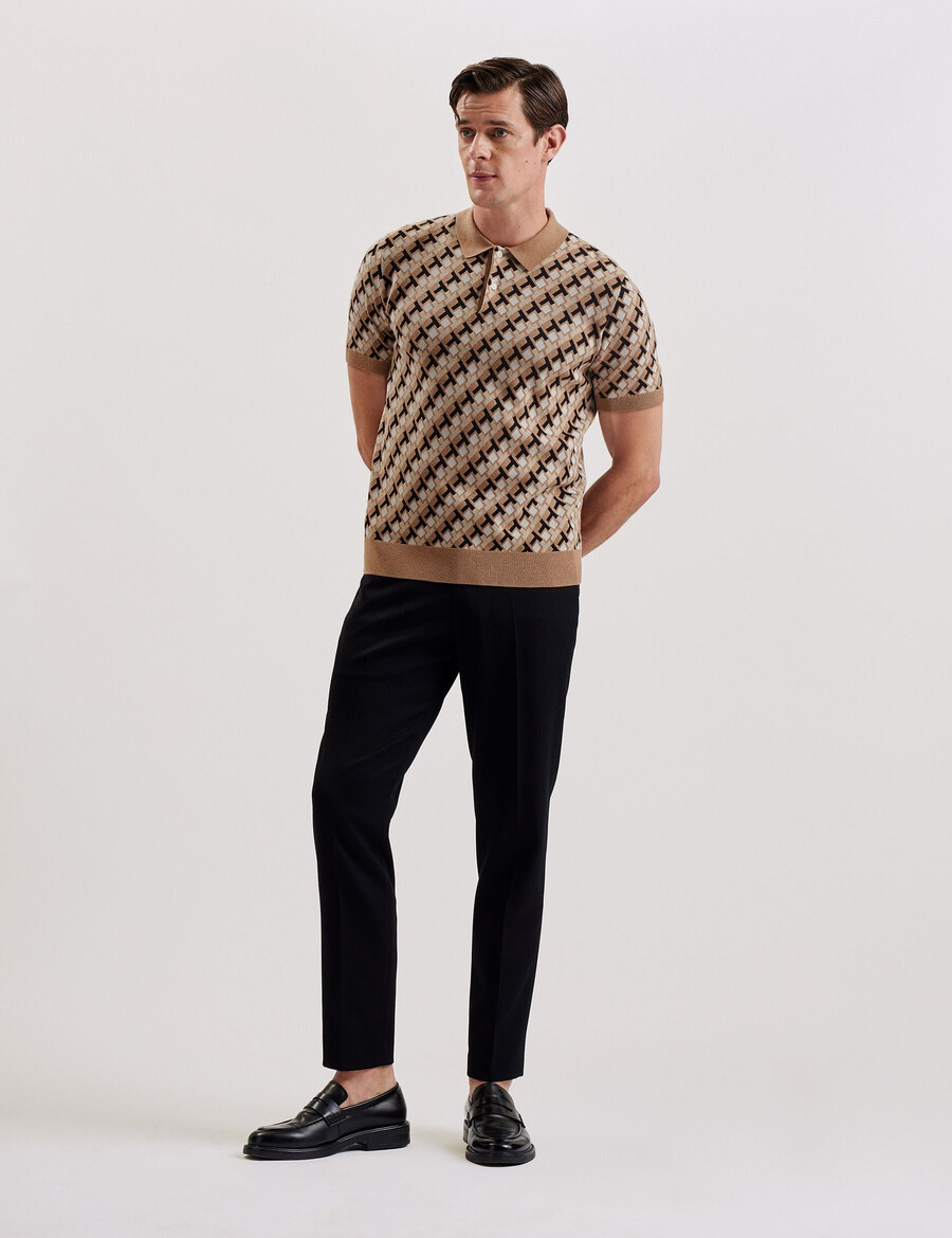 seferry - polo de punto jacquard entrelazado