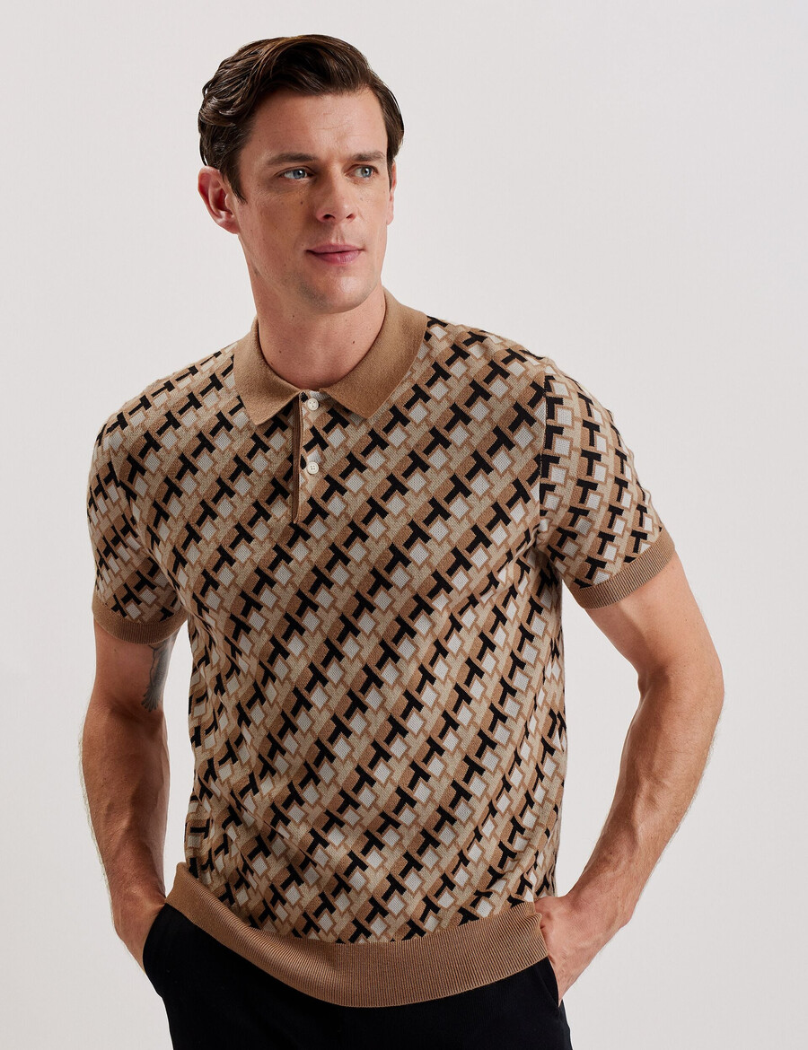 seferry - polo de punto jacquard entrelazado