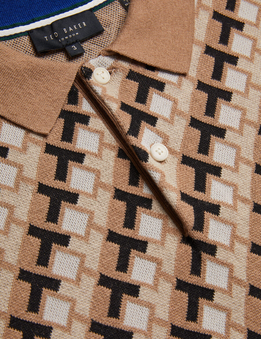 seferry - polo de punto jacquard entrelazado