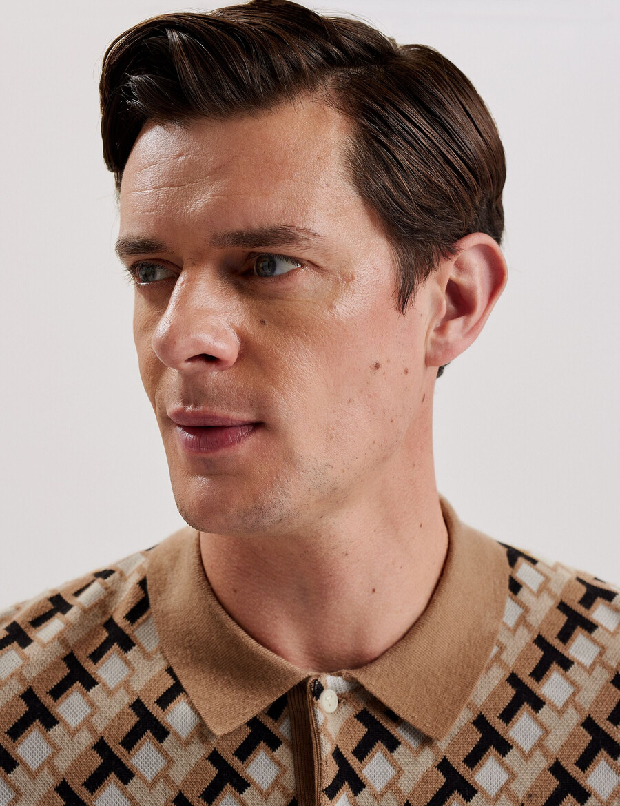 seferry - polo de punto jacquard entrelazado