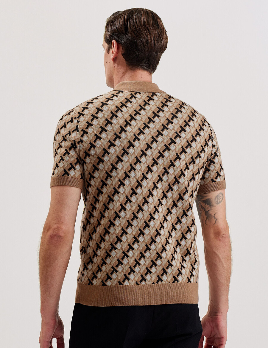 seferry - polo de punto jacquard entrelazado