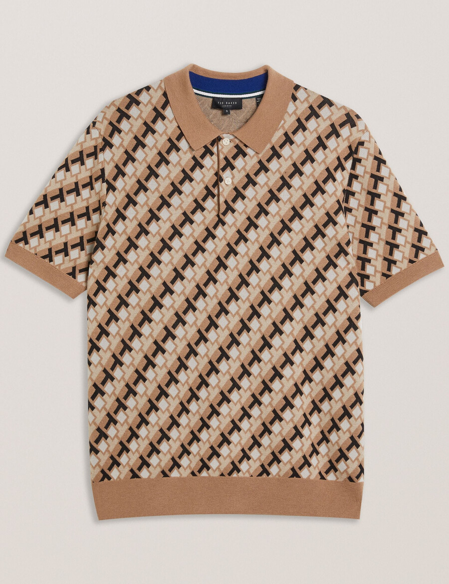 seferry - polo de punto jacquard entrelazado