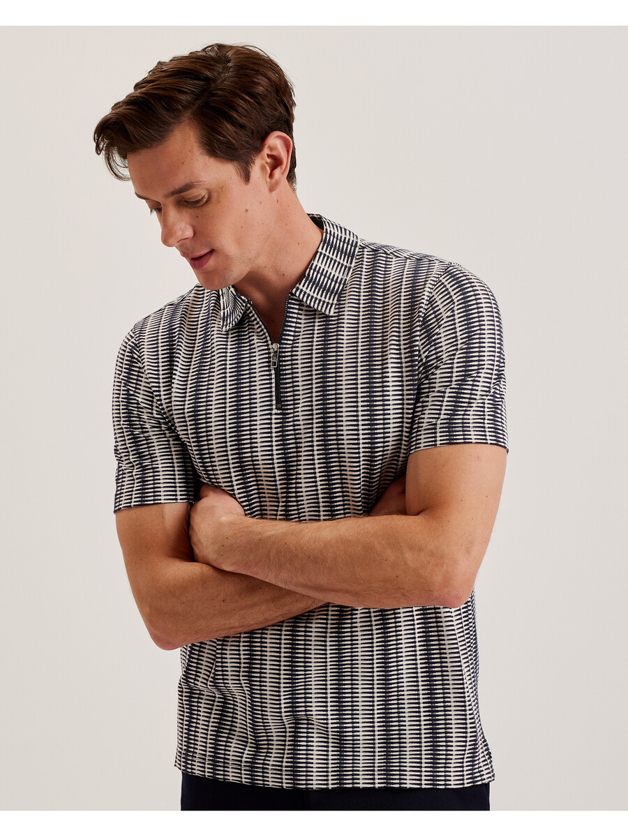 octon - polo con cuello con cremallera y rayas geométricas