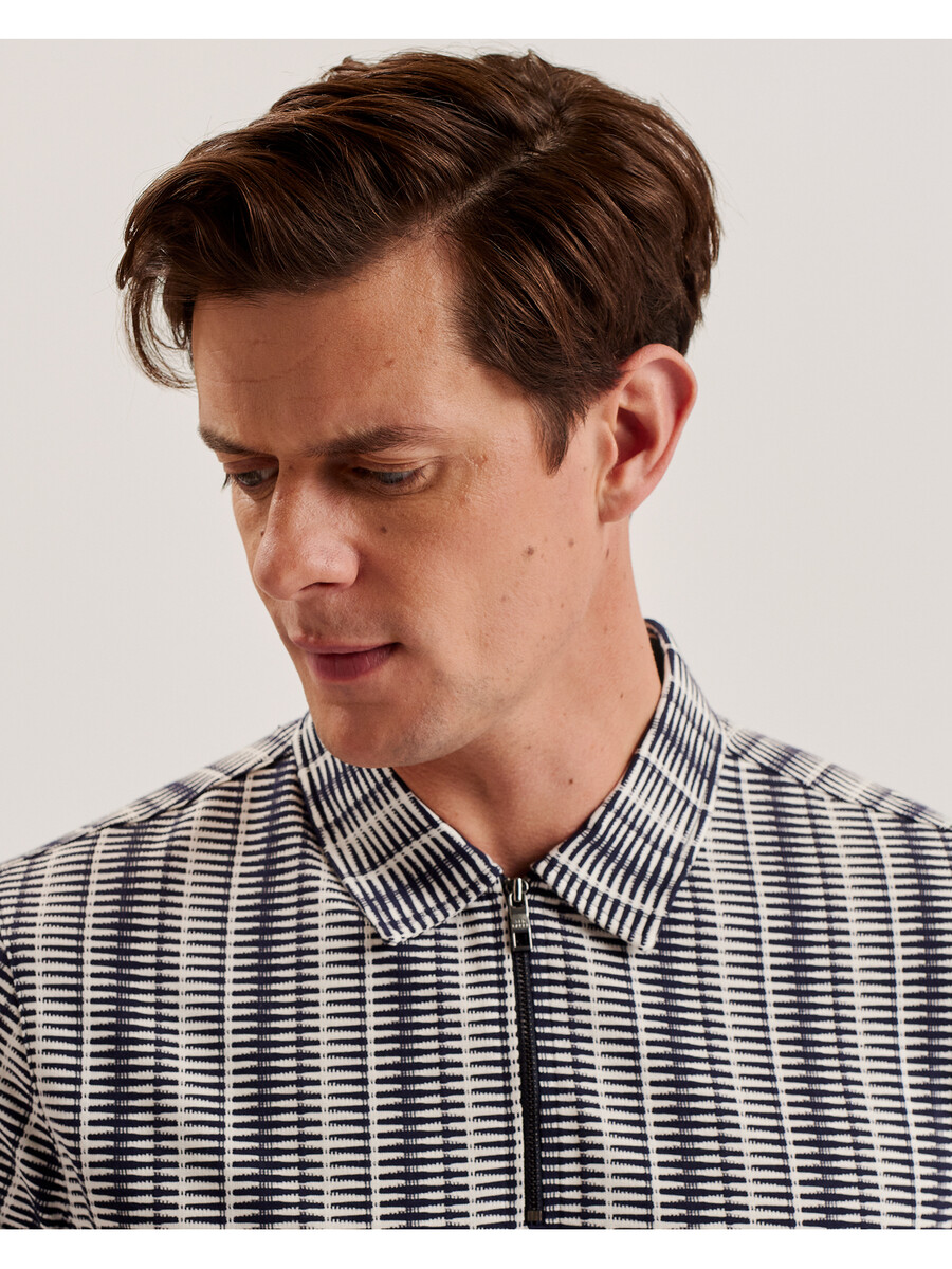 octon - polo con cuello con cremallera y rayas geométricas