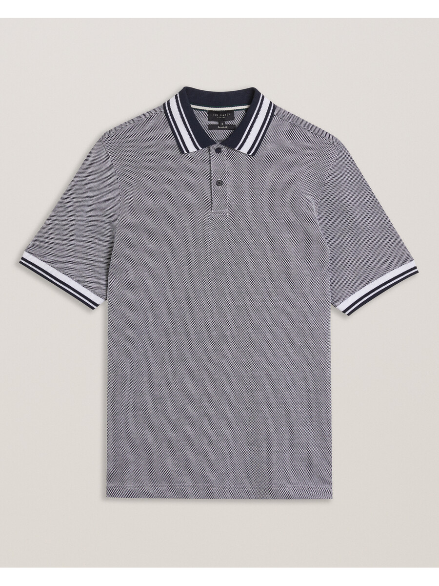 phenes - polo de algodón texturizado con ribete de rayas