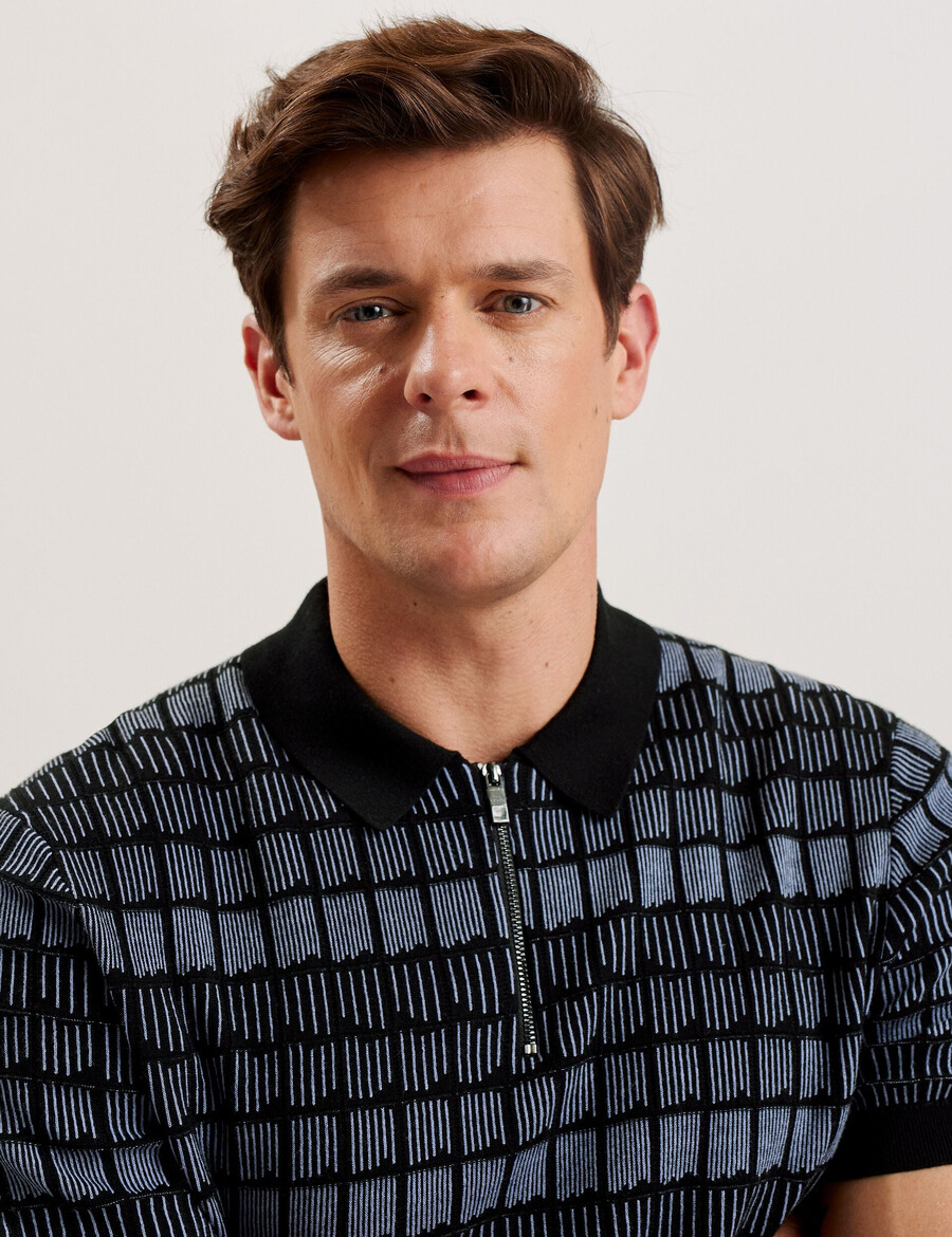 levers - polo con cuello con cremallera y estampado de jacquard ombré