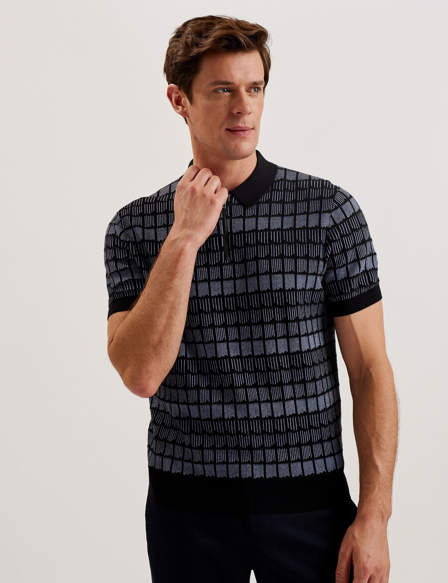 levers - polo con cuello con cremallera y estampado de jacquard ombré