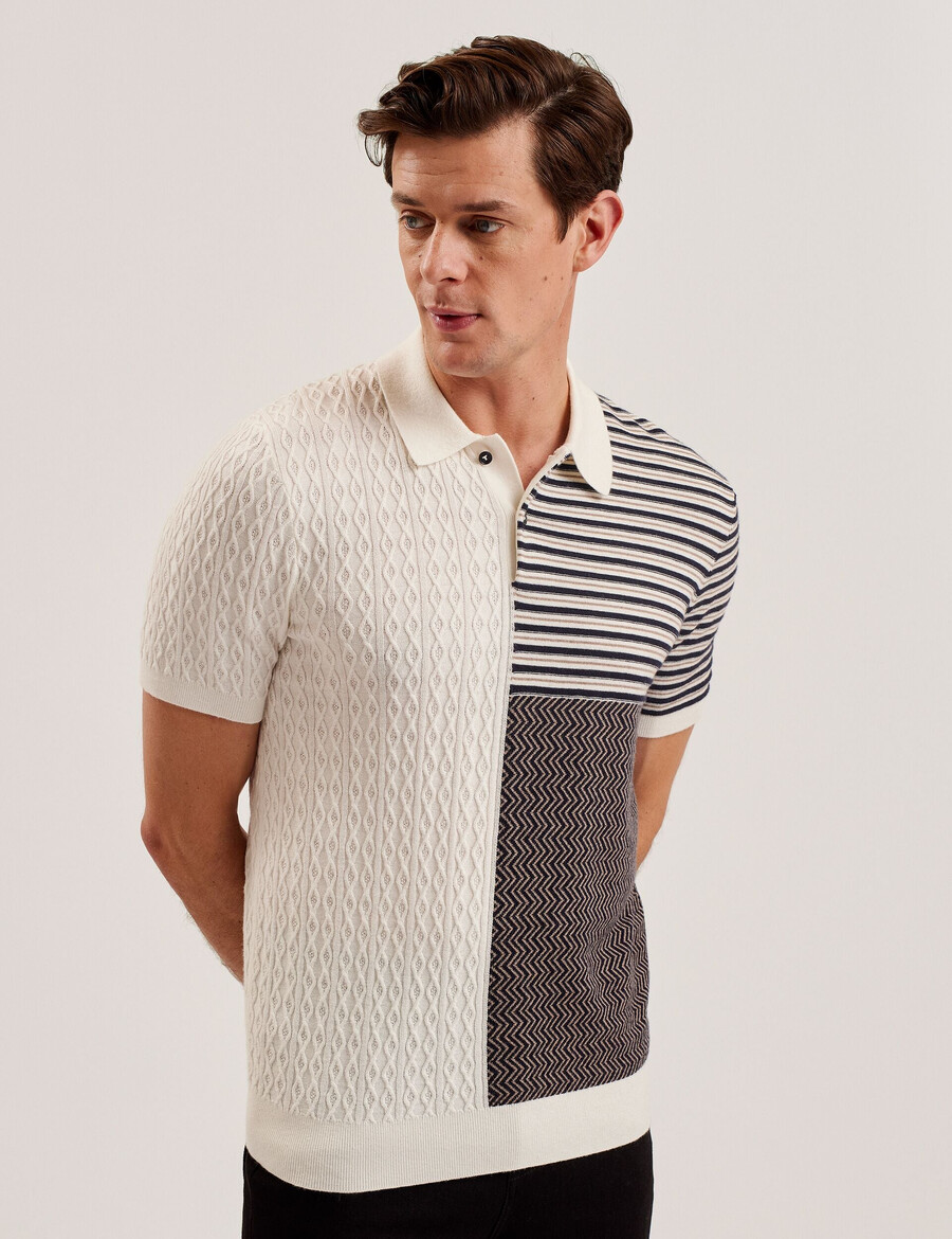 minsta - polo de punto con textura de patchwork