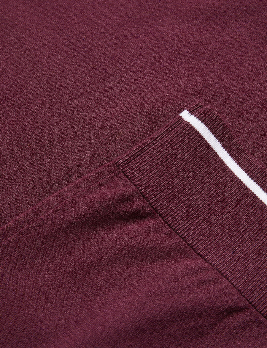 dunow - polo con ribete de rayas y detalle de pointelle