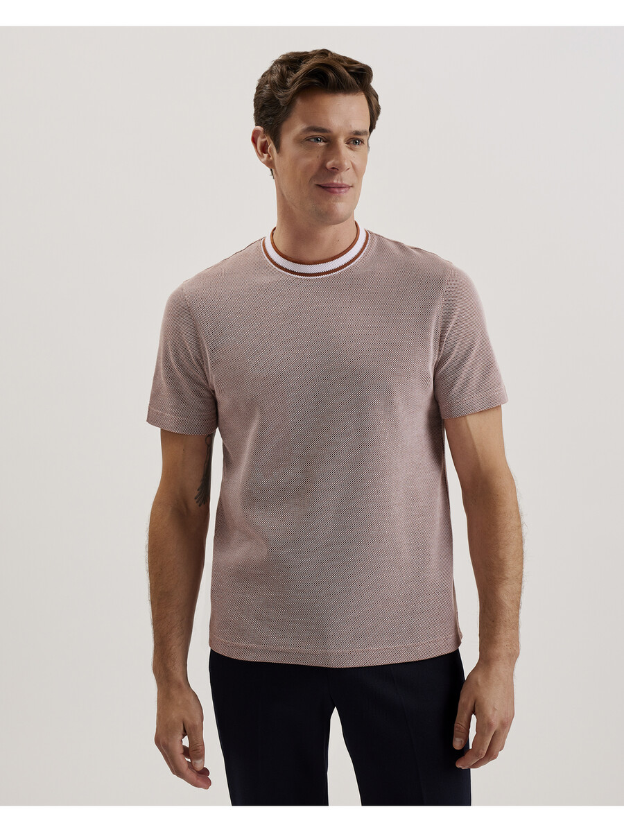 arlon - camiseta de algodón con detalle de rayas texturizadas