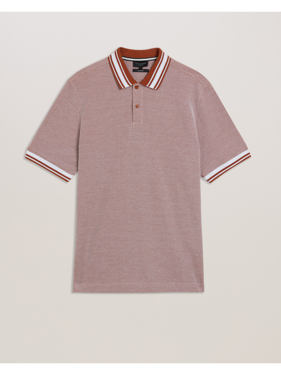 phenes - polo de algodón texturizado con ribete de rayas