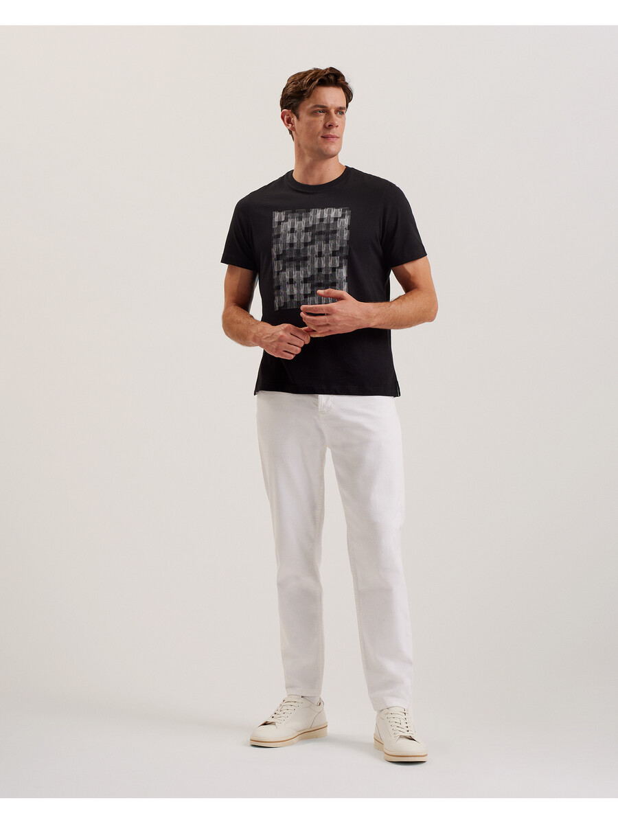 tessman - camiseta de algodón con cuello redondo y estampado de cuadros