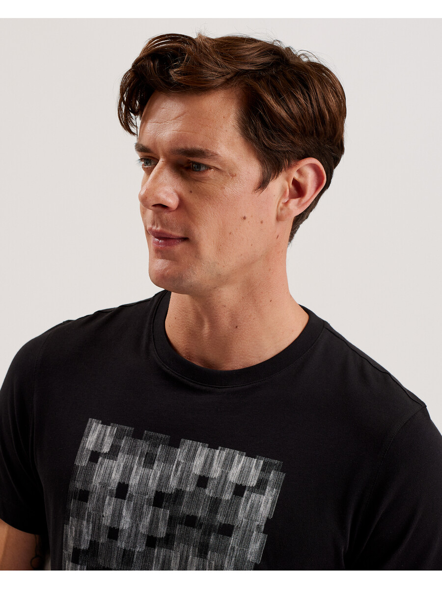 tessman - camiseta de algodón con cuello redondo y estampado de cuadros