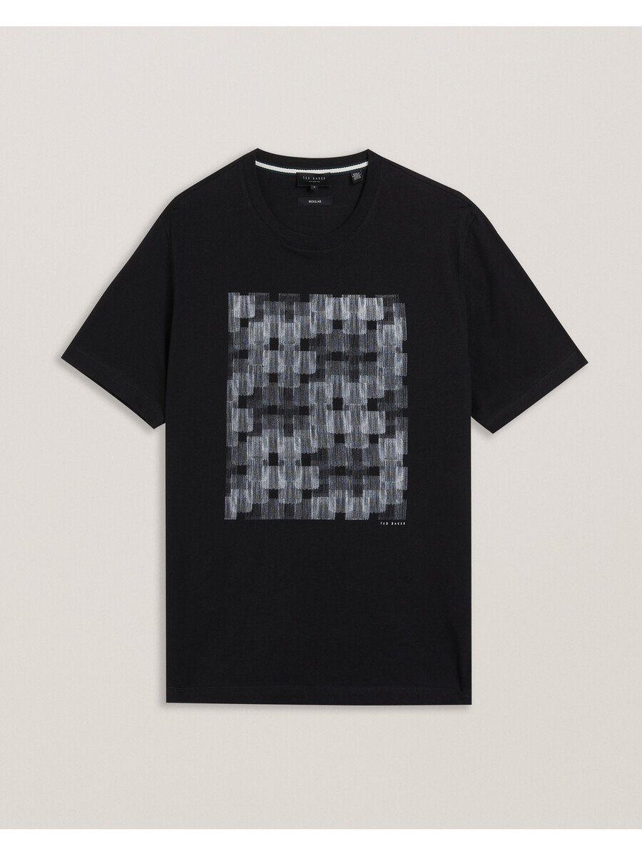 tessman - camiseta de algodón con cuello redondo y estampado de cuadros