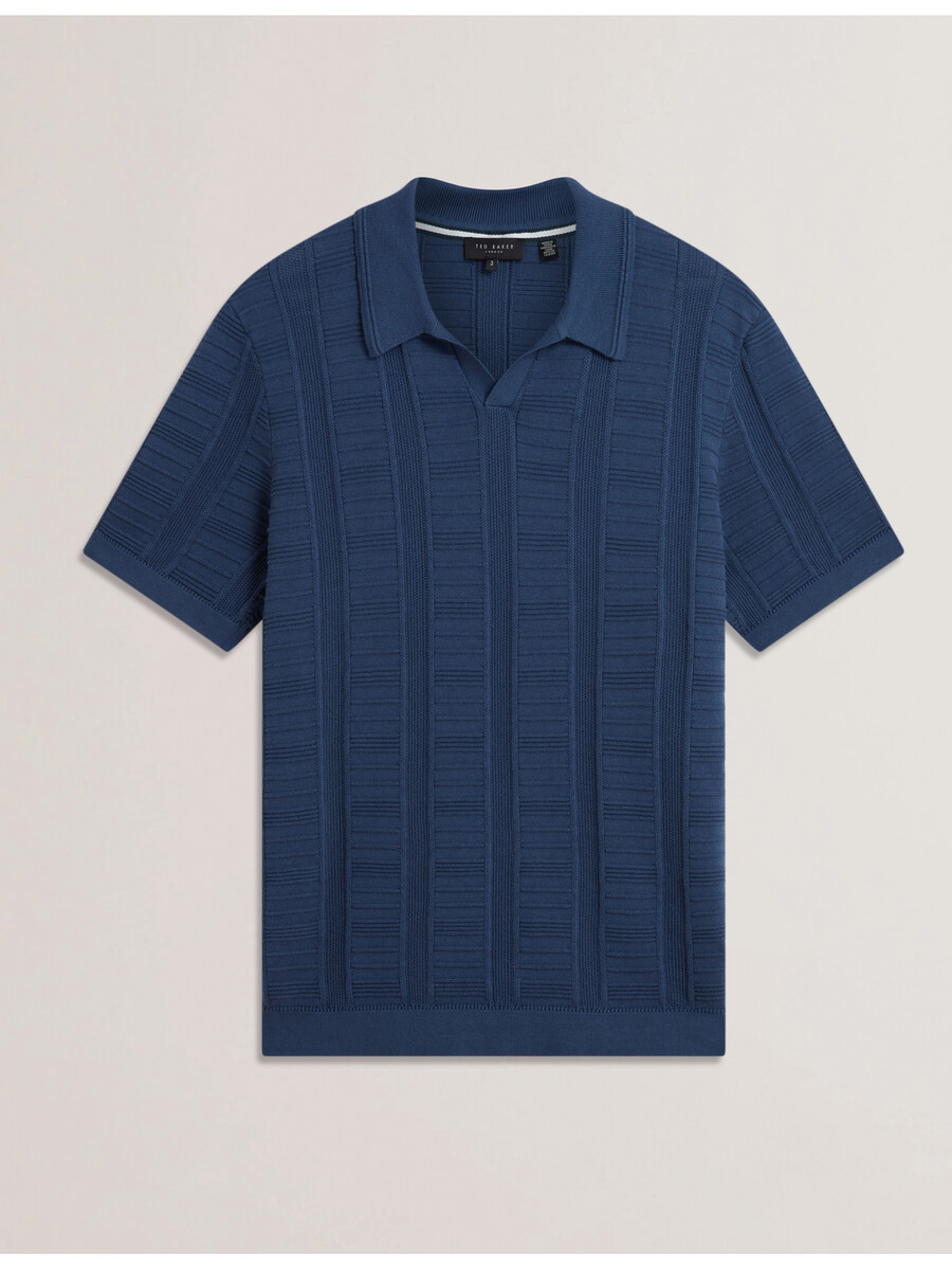 ruzza - polo texturizado de cuello abierto de manga corta