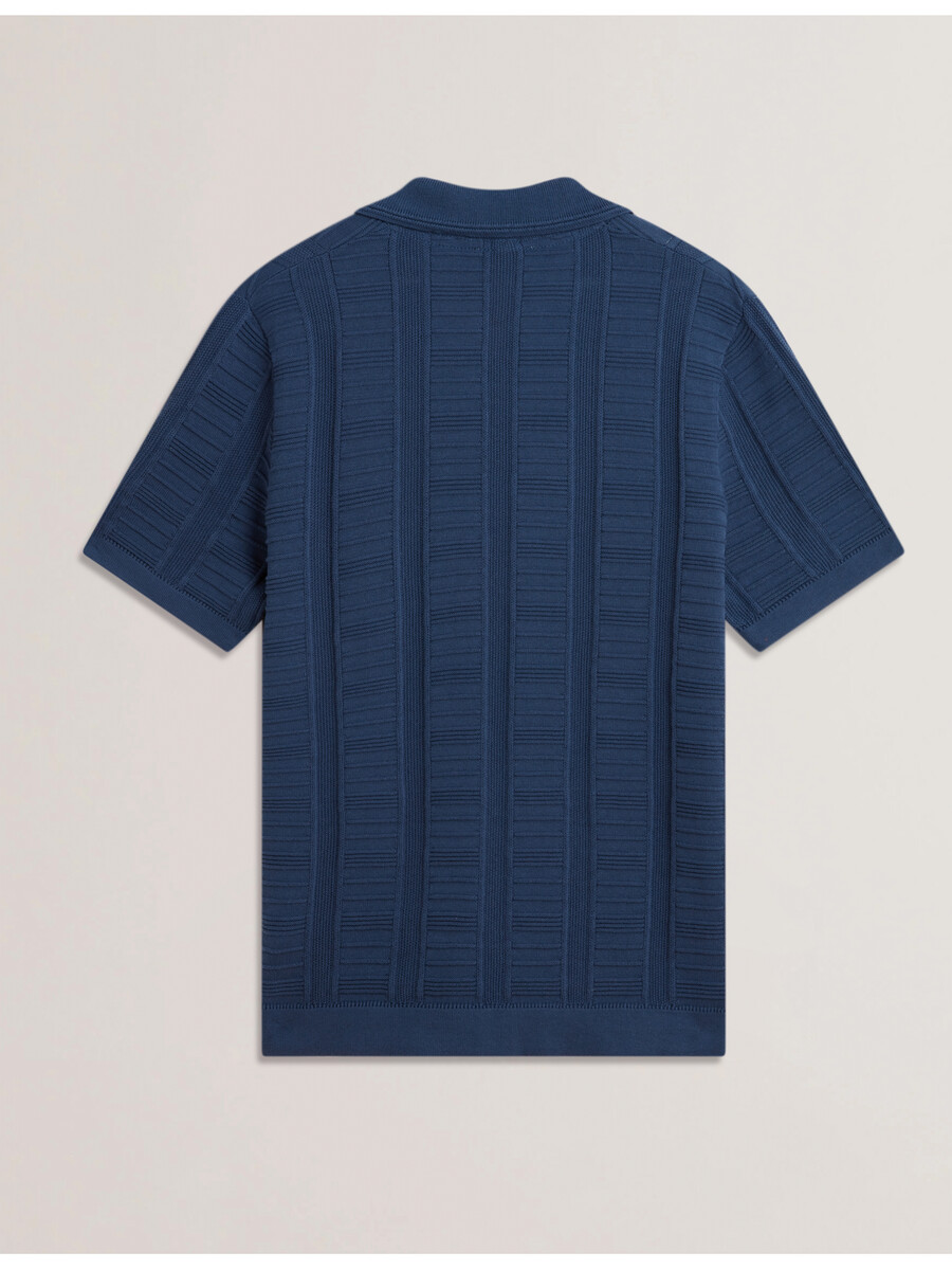 ruzza - polo texturizado de cuello abierto de manga corta