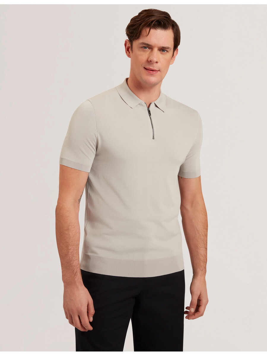 daldin - polo de manga corta con cremallera y rayón