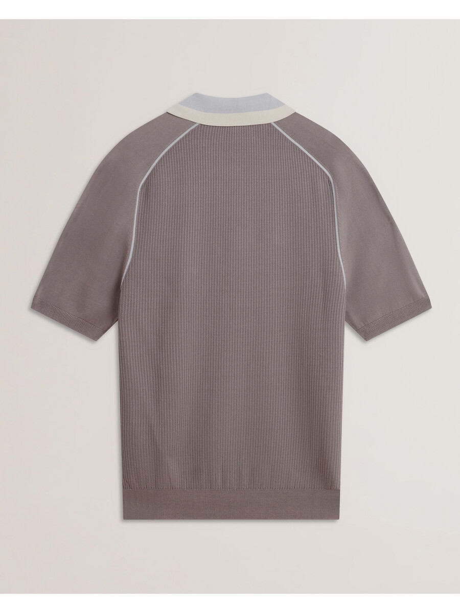 paxto - polo texturizado con cremallera y cuello a rayas