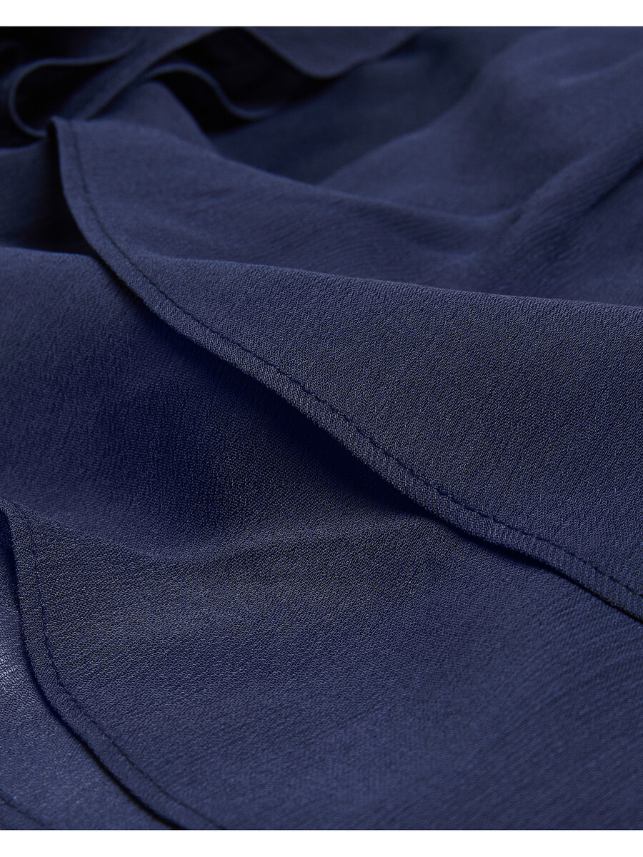 nobora - blusa cruzada de manga corta con volantes de gasa