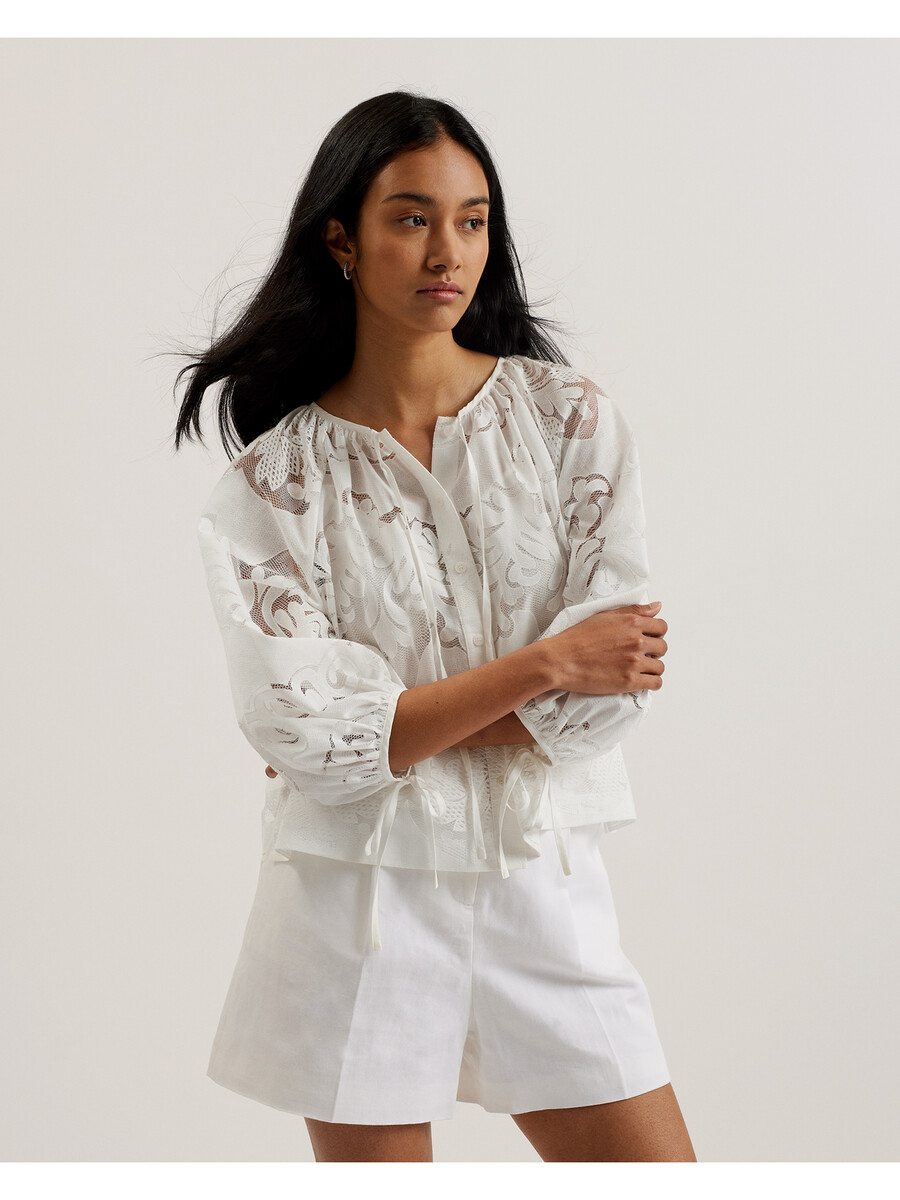 bacina - blusa de encaje con mangas globo 34
