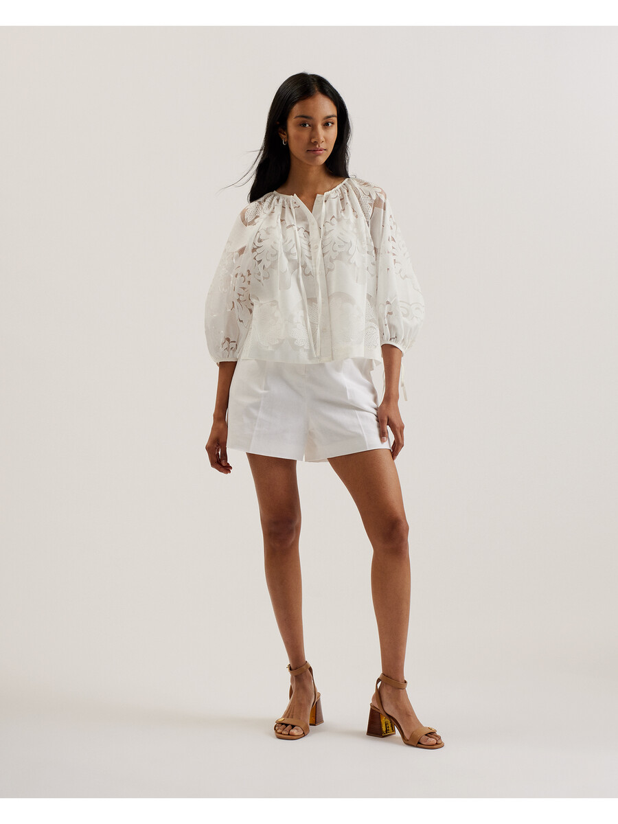 bacina - blusa de encaje con mangas globo 34