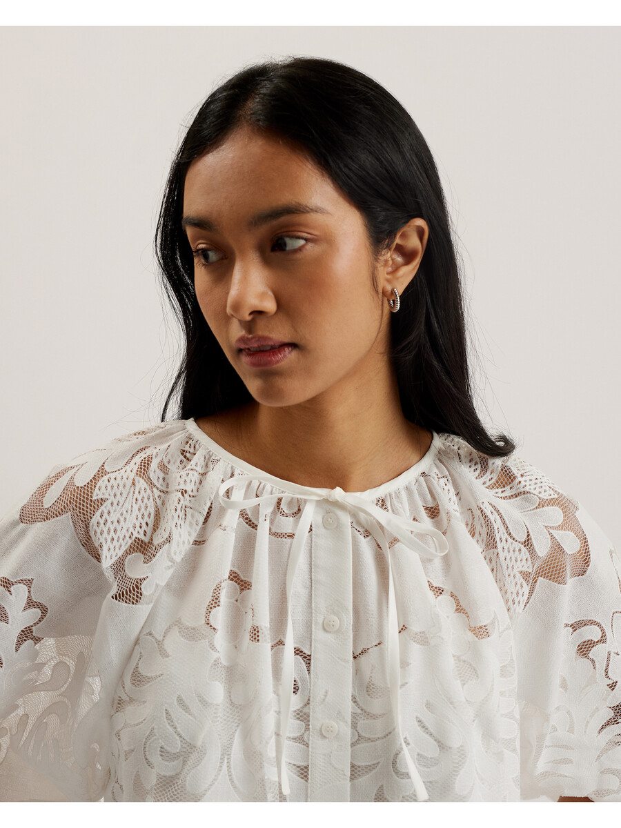 bacina - blusa de encaje con mangas globo 34