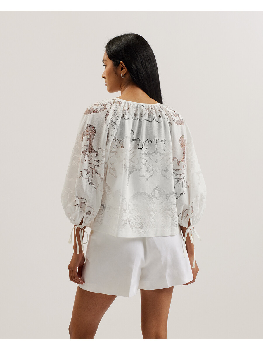 bacina - blusa de encaje con mangas globo 34