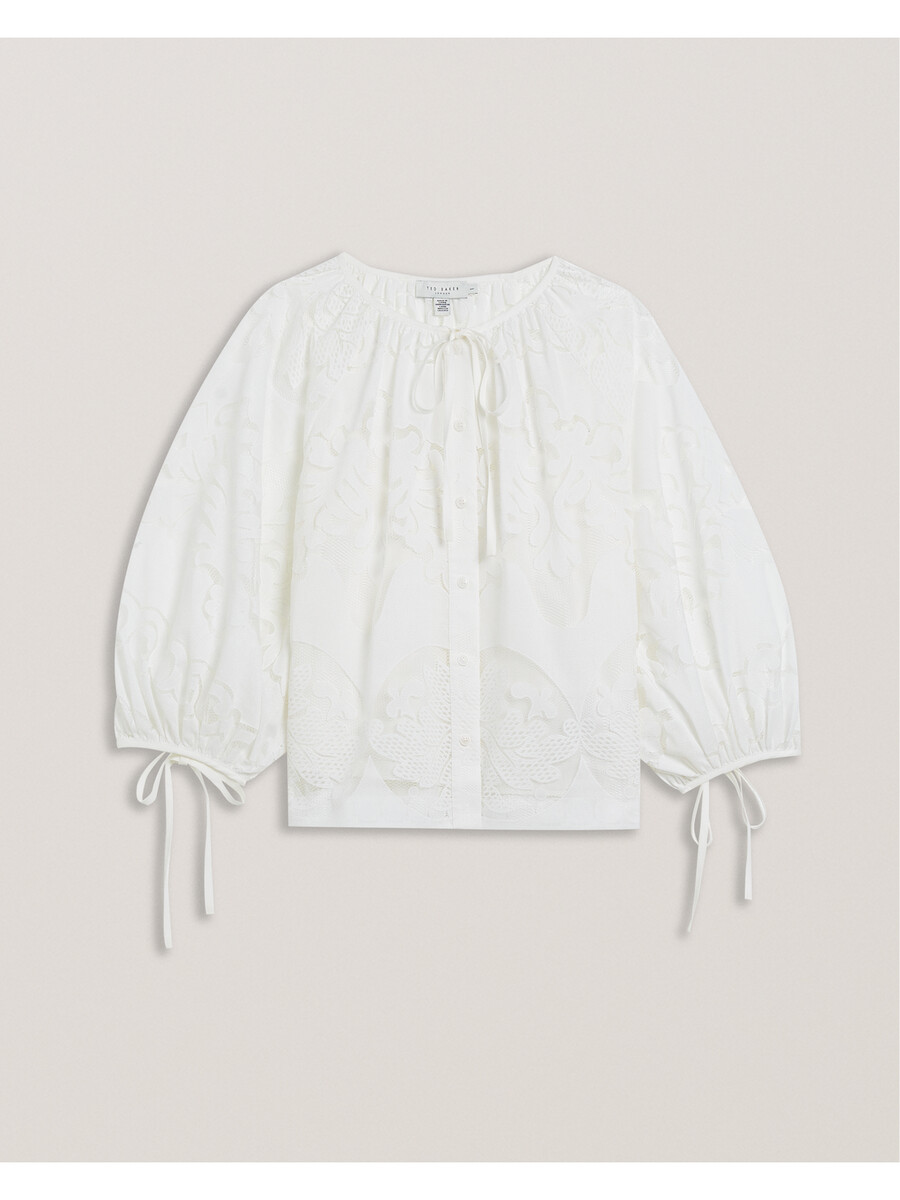 bacina - blusa de encaje con mangas globo 34