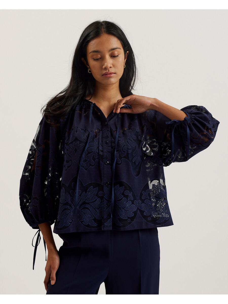bacina - blusa de encaje con mangas globo 34
