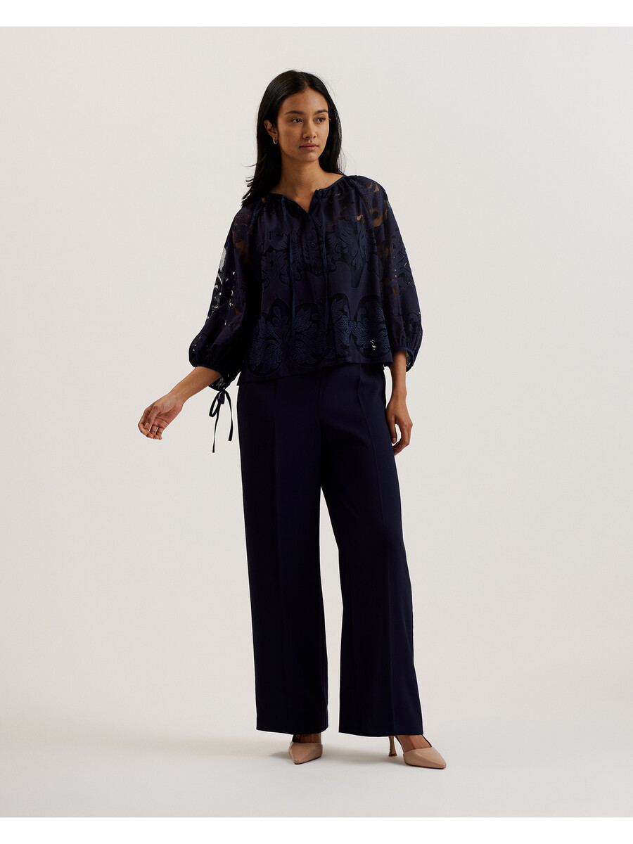 bacina - blusa de encaje con mangas globo 34