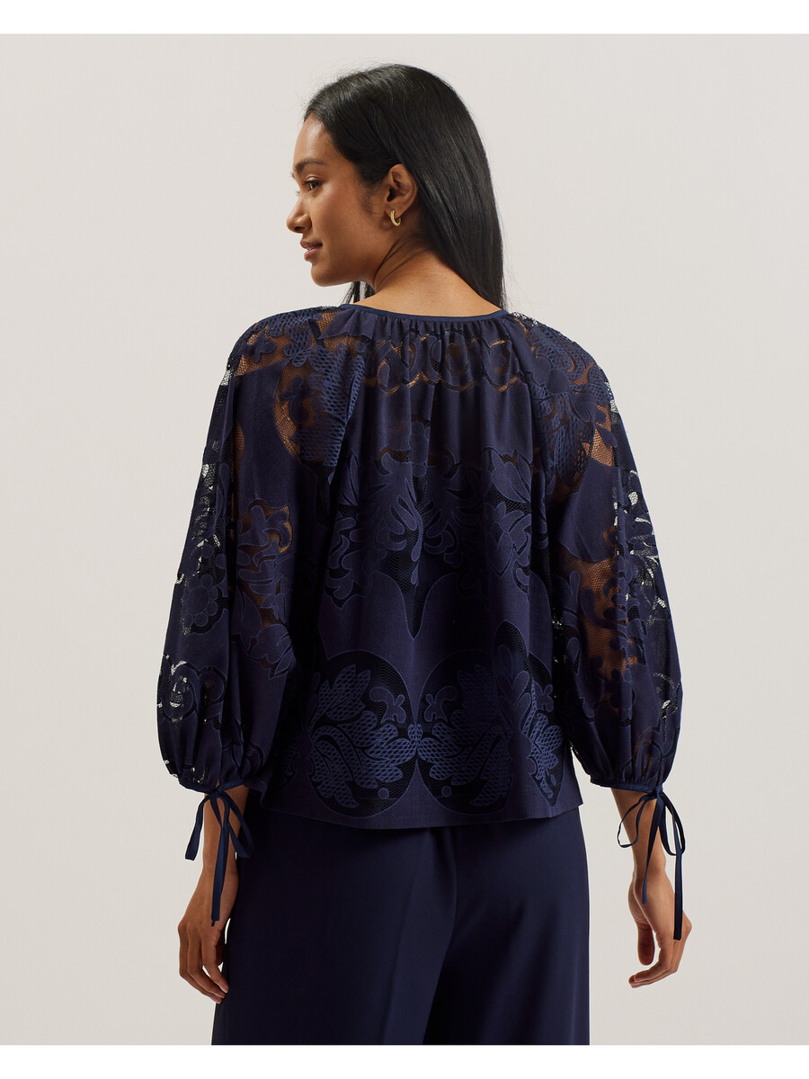 bacina - blusa de encaje con mangas globo 34