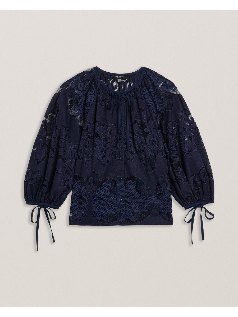 bacina - blusa de encaje con mangas globo 34