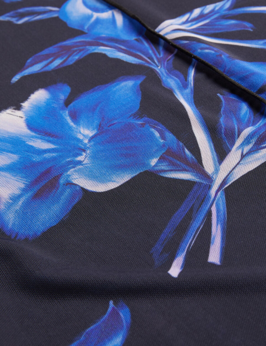 dekotha - top de manga larga de malla con estampado floral