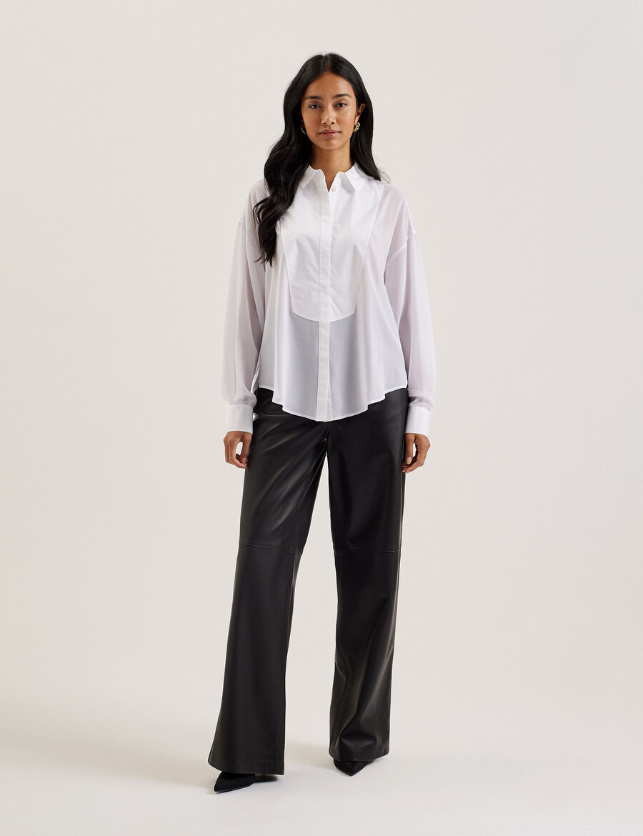 lechosa - blusa transparente de manga larga con pechera