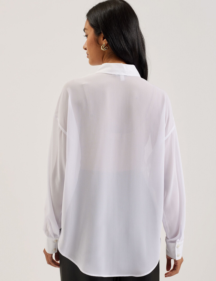 lechosa - blusa transparente de manga larga con pechera