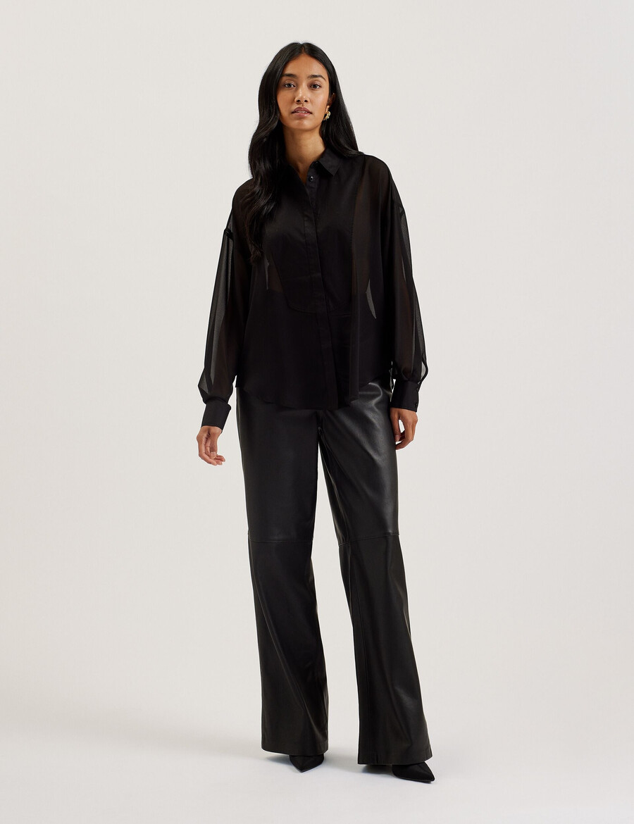 lechosa - blusa transparente de manga larga con pechera