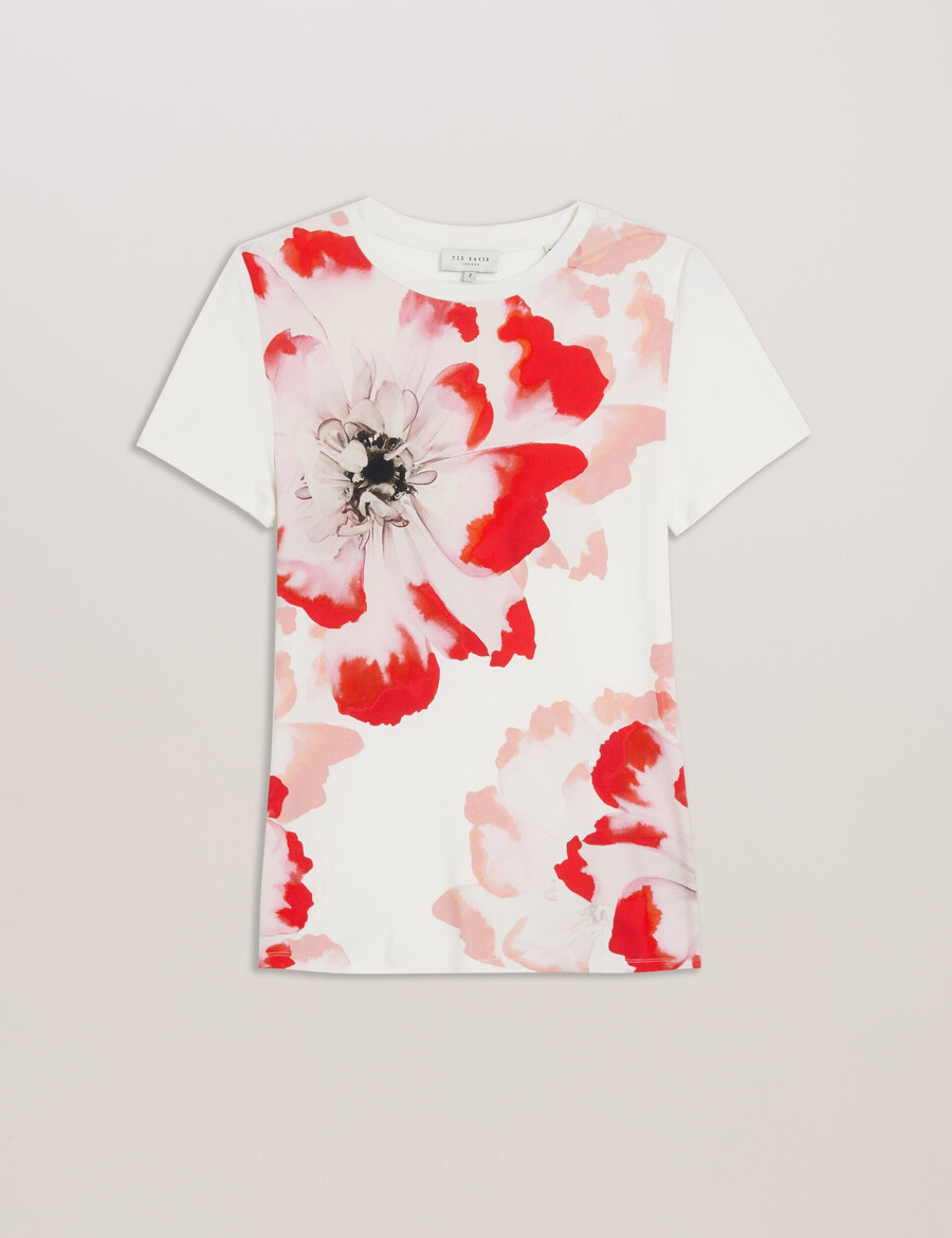 sindhaa - camiseta ajustada de manga corta con estampado floral