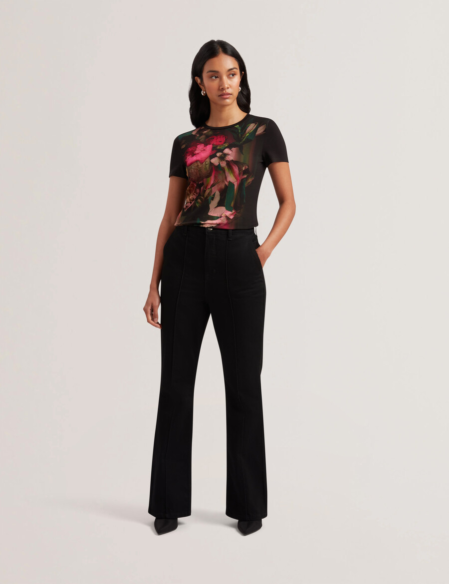 sunnyy - camiseta ajustada con estampado floral difuminado