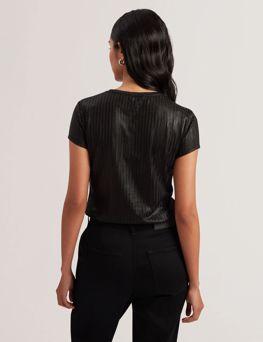 katrino - camiseta ajustada de canalé metalizado