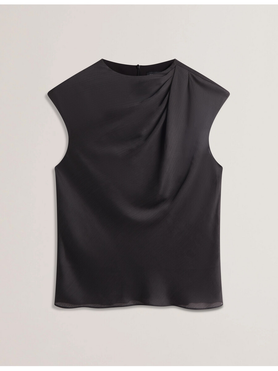 misrina - top de satén con detalle de escote drapeado